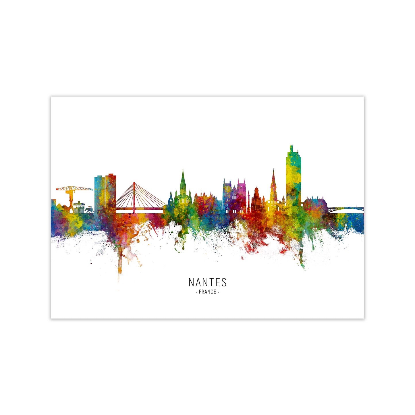 Nantes France Skyline Art Print by Michael Tompsett Print Only