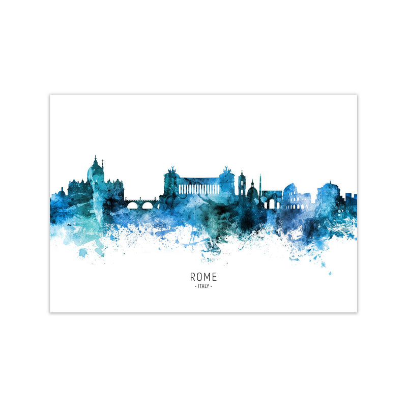 Rome Italy Skyline Blue City Name Print by Michael Tompsett Print Only