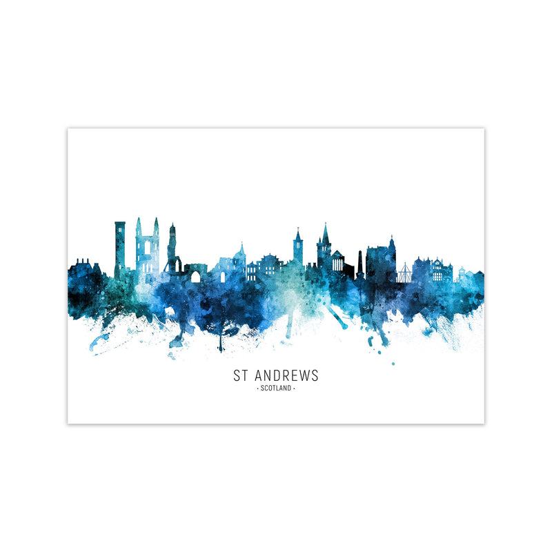 St Andrews Scotland Skyline Blue City Name  by Michael Tompsett Print Only