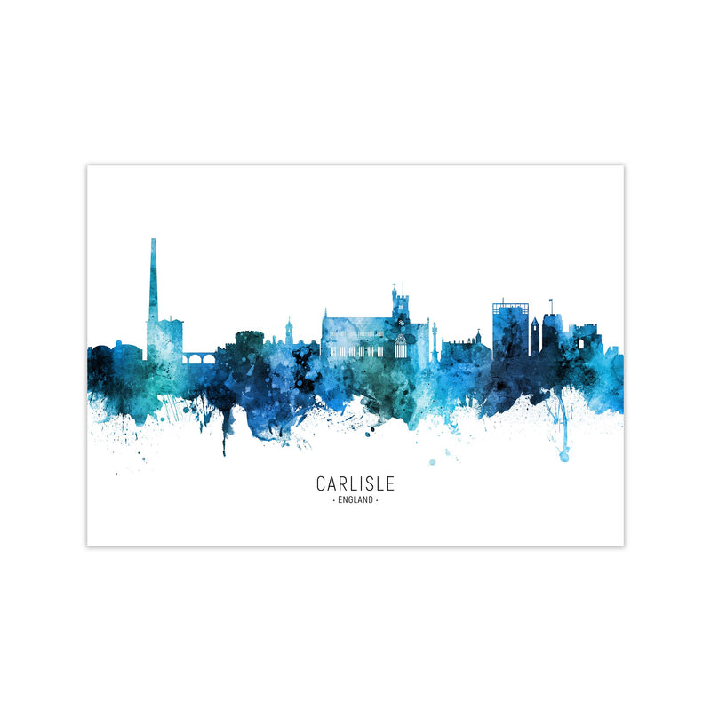 Carlisle England Skyline Blue City Name  by Michael Tompsett Print Only