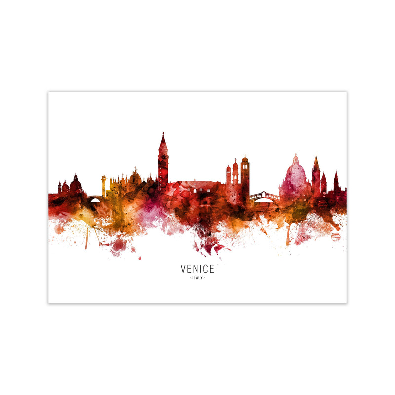 Venice Italy Skyline Red City Name Print by Michael Tompsett Print Only