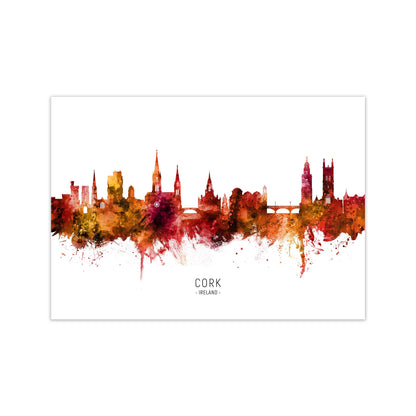 Cork Ireland Skyline Red City Name Print by Michael Tompsett Print Only