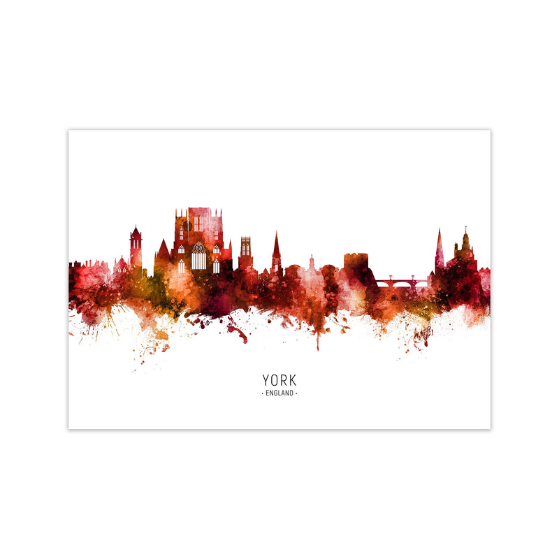 York England Skyline Red City Name Print by Michael Tompsett Print Only