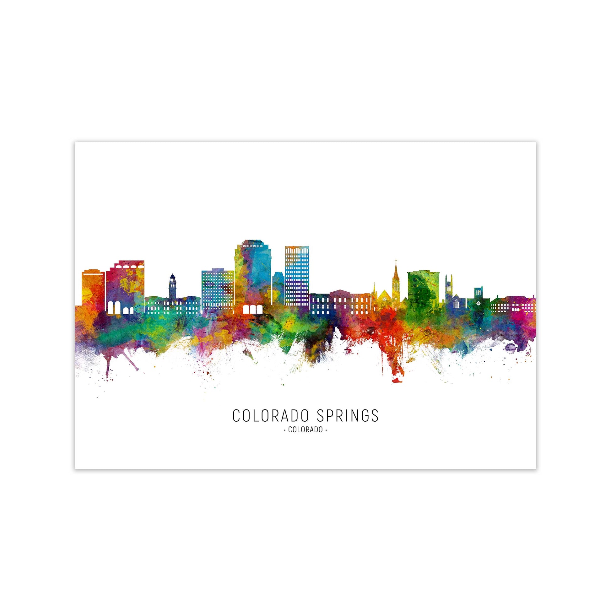 Colorado Springs Colorado Skyline Print by Michael Tompsett Print Only