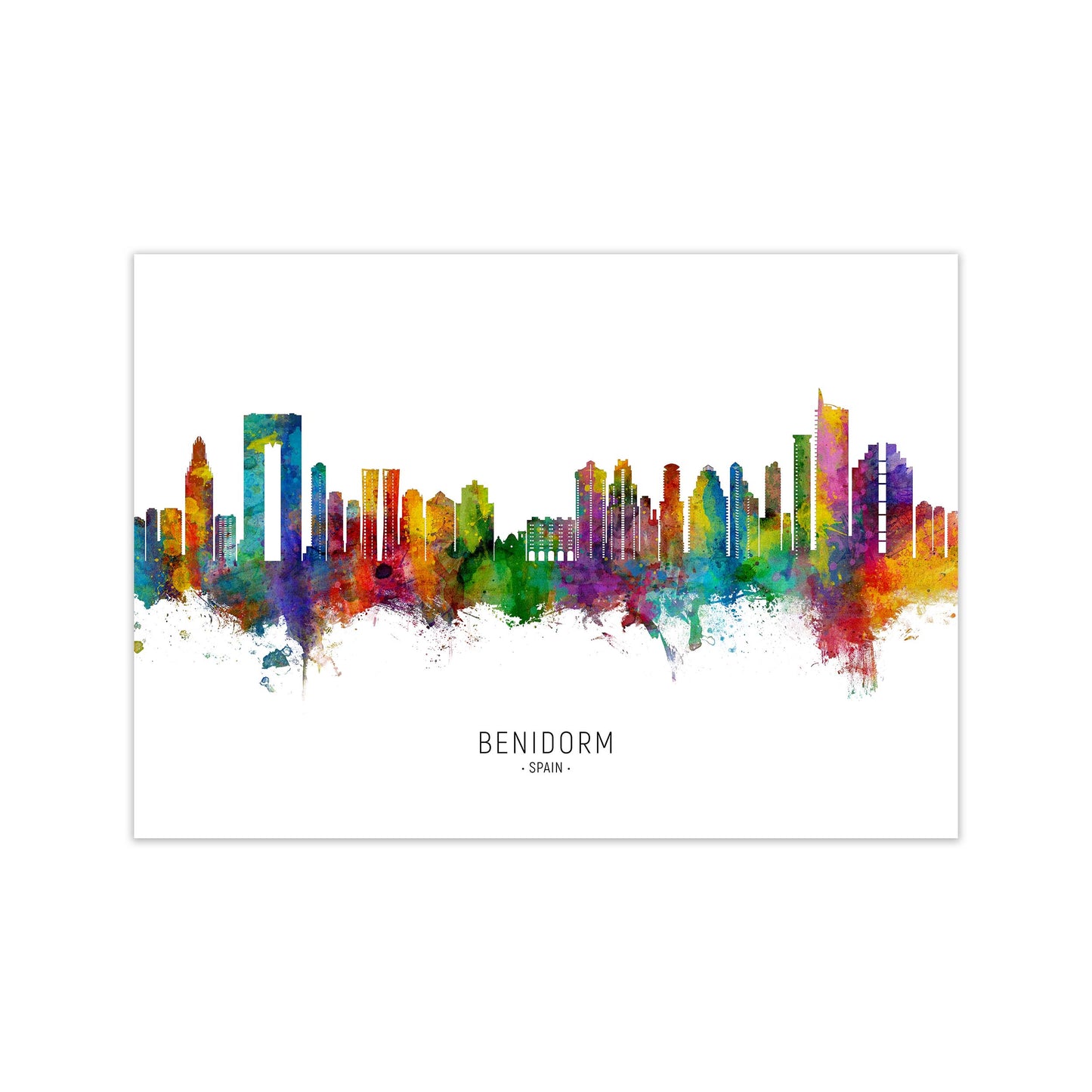 Benidorm Spain Skyline Art Print by Michael Tompsett Print Only