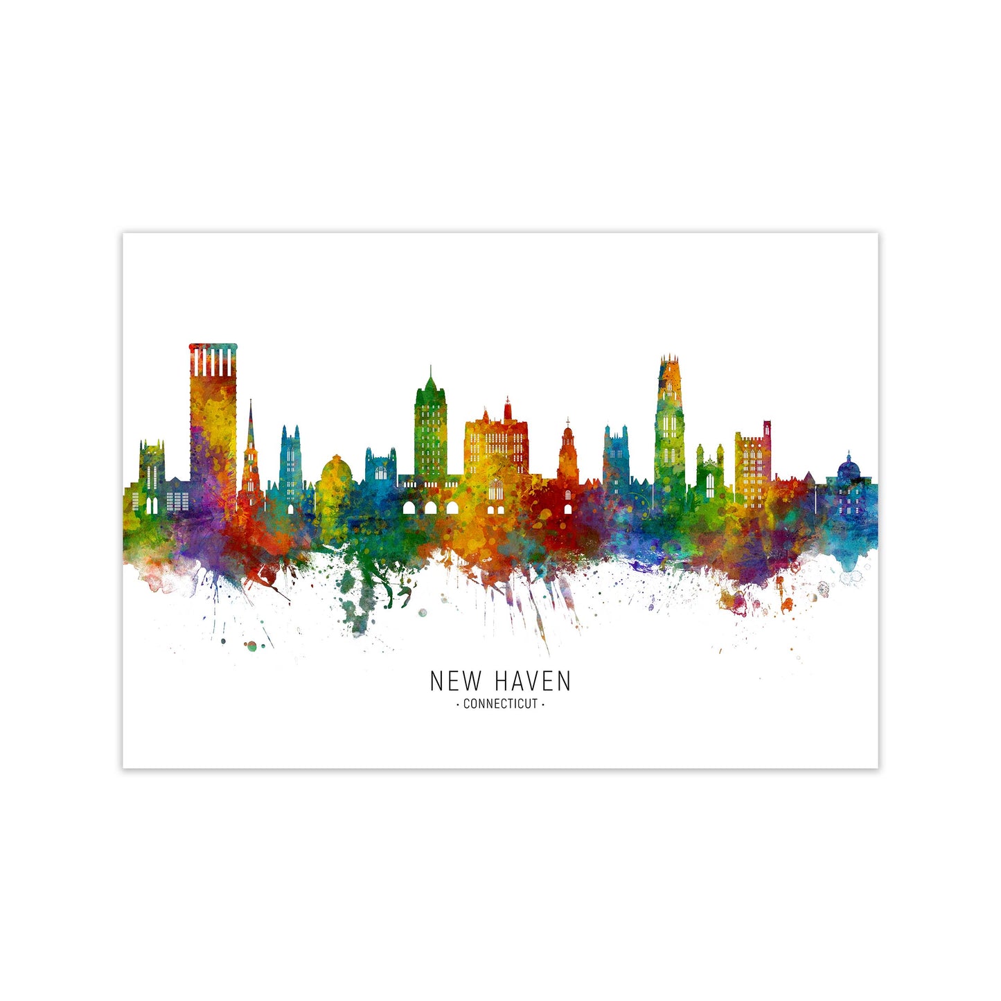 New Haven Connecticut Skyline Art Print by Michael Tompsett Print Only