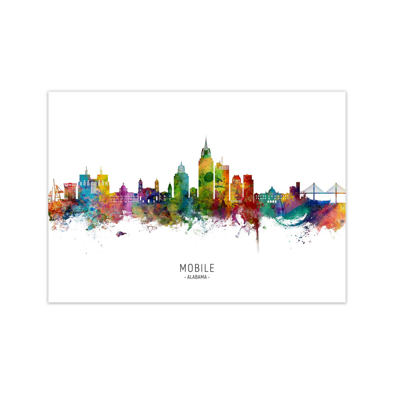 Mobile Alabama Skyline Art Print by Michael Tompsett Print Only