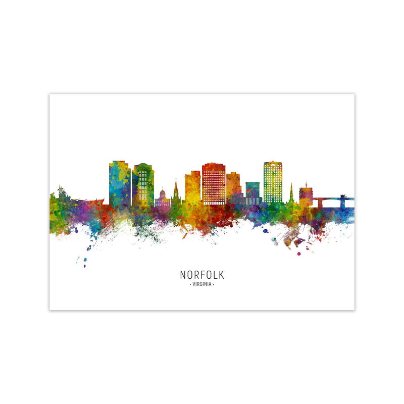 Norfolk Virginia Skyline Art Print by Michael Tompsett Print Only
