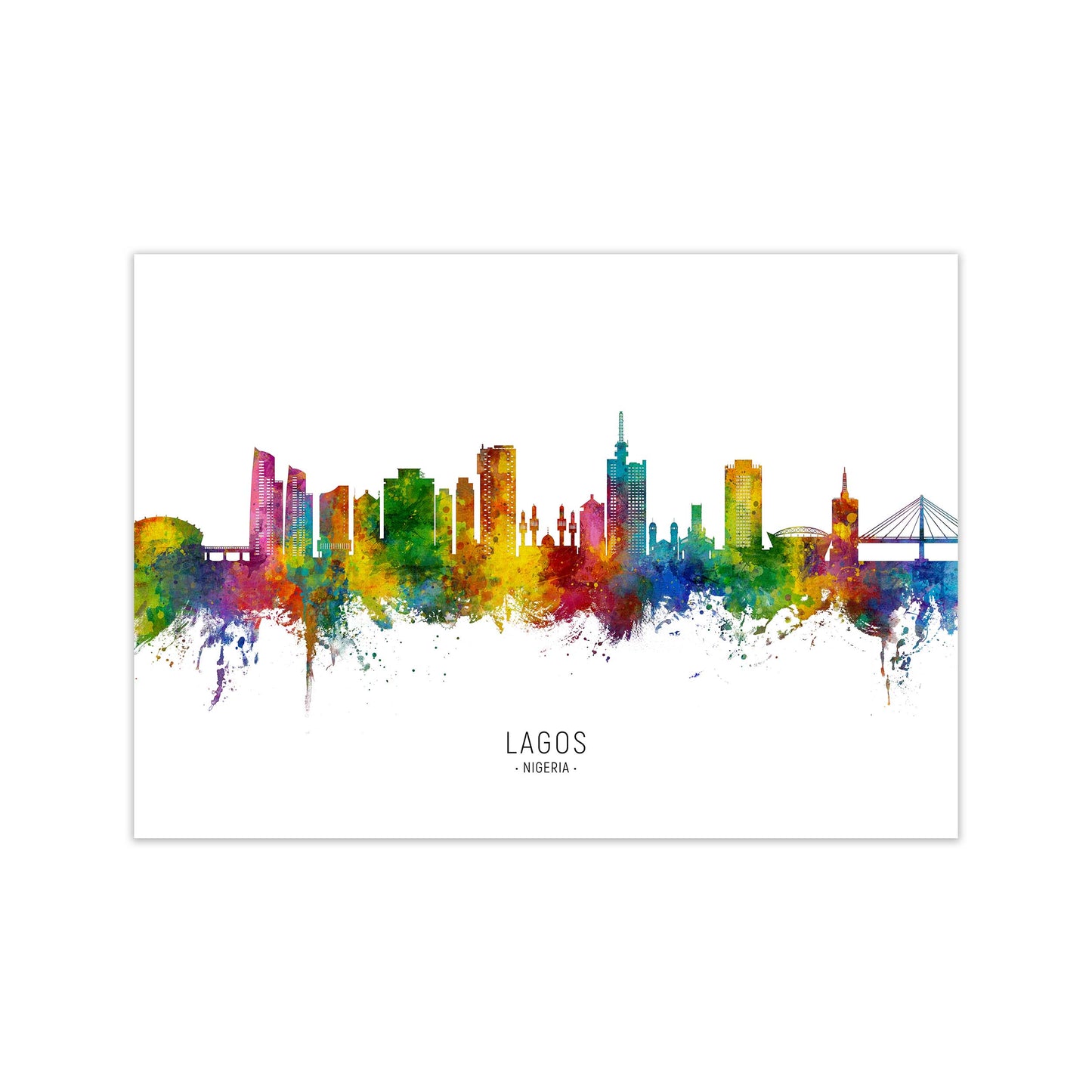 Lagos Nigeria Skyline Art Print by Michael Tompsett Print Only