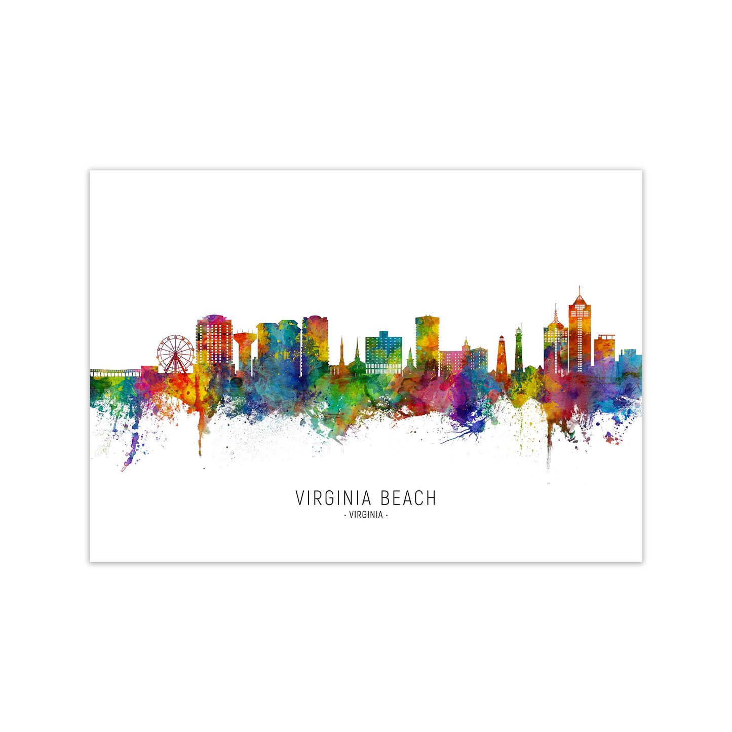 Virginia Beach Virginia Skyline  Art Print by Michael Tompsett Print Only