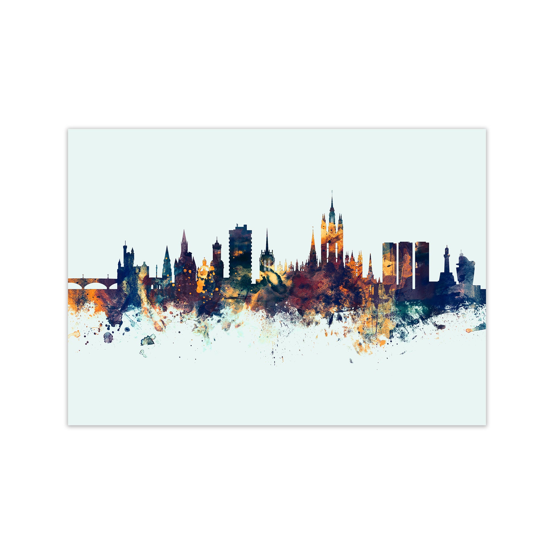 Aberdeen Scotland Skyline Blue Orange Art Print by Michael Tompsett Print Only