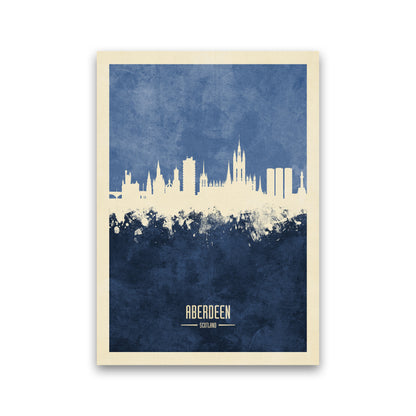 Aberdeen Scotland Skyline Portrait Navy Art Print by Michael Tompsett Print Only