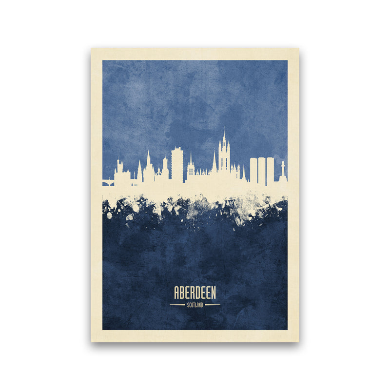 Aberdeen Scotland Skyline Portrait Navy Art Print by Michael Tompsett Print Only