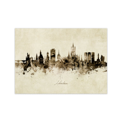 Aberdeen Scotland Skyline Vintage Art Print by Michael Tompsett Print Only