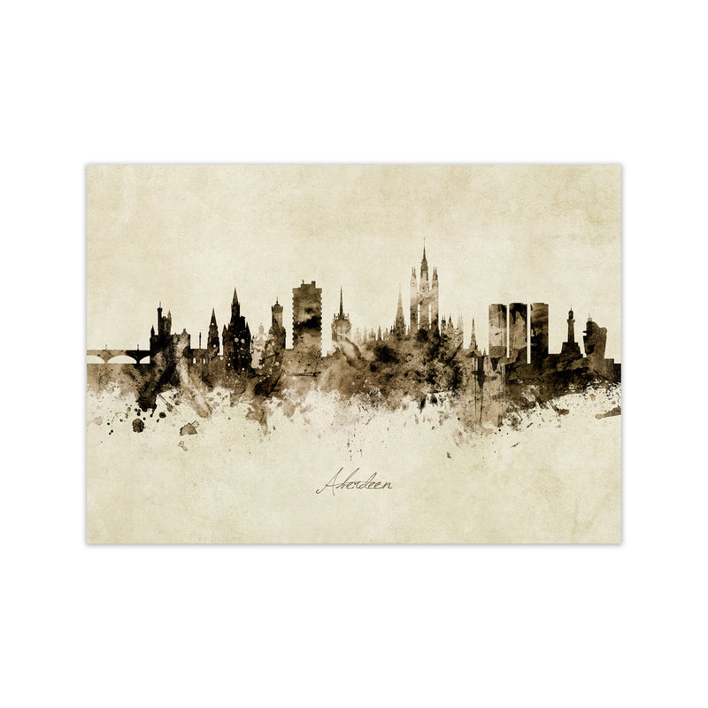 Aberdeen Scotland Skyline Vintage Art Print by Michael Tompsett Print Only