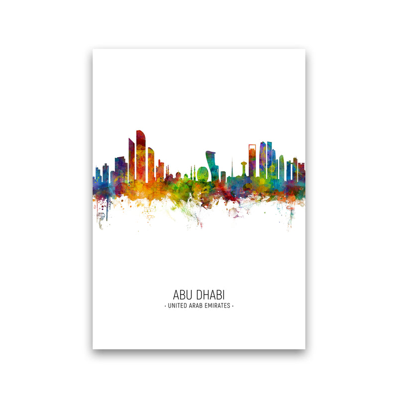 Abu Dhabi United Arab Emirates Skyline Portrait Art Print by Michael Tompsett Print Only