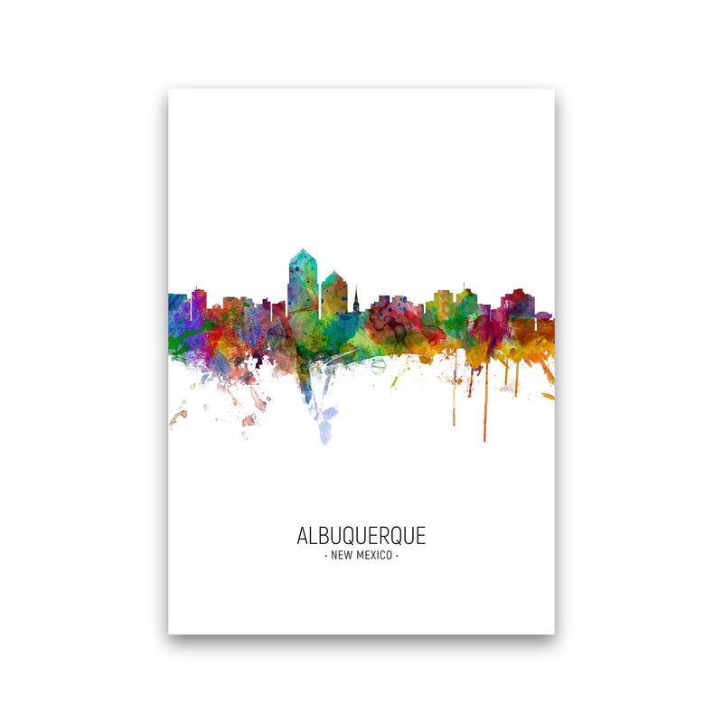 Albuquerque New Mexico Skyline Portrait Art Print by Michael Tompsett Print Only