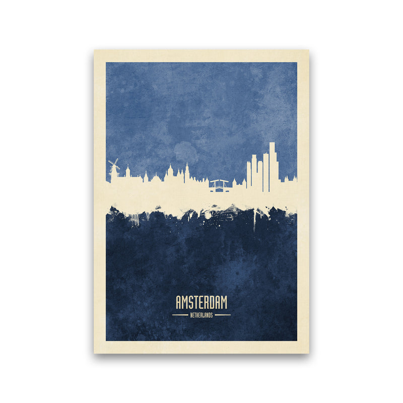 Amsterdam Netherlands Skyline Portrait Navy Art Print by Michael Tompsett Print Only