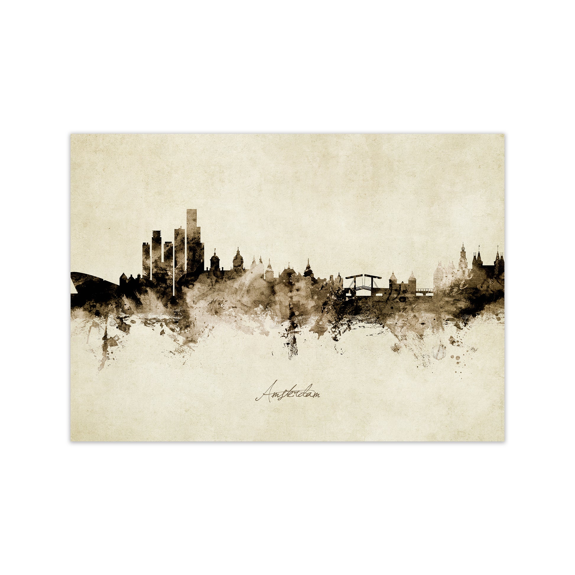 Amsterdam Netherlands Skyline Vintage Art Print by Michael Tompsett Print Only