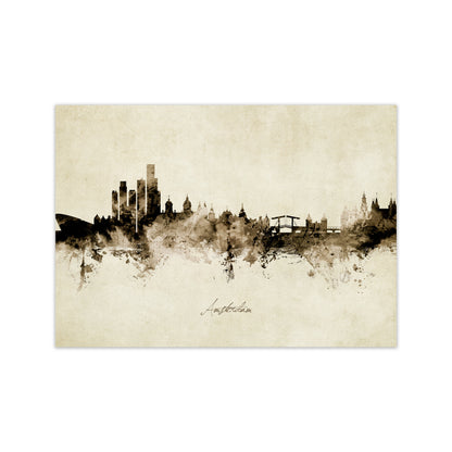 Amsterdam Netherlands Skyline Vintage Art Print by Michael Tompsett Print Only