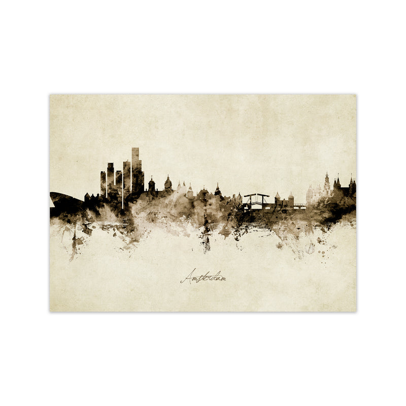 Amsterdam Netherlands Skyline Vintage Art Print by Michael Tompsett Print Only