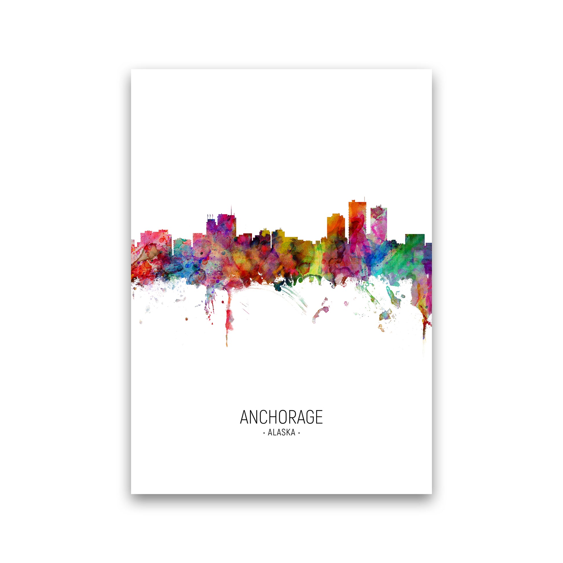 Anchorage Alaska Skyline Portrait Art Print by Michael Tompsett Print Only