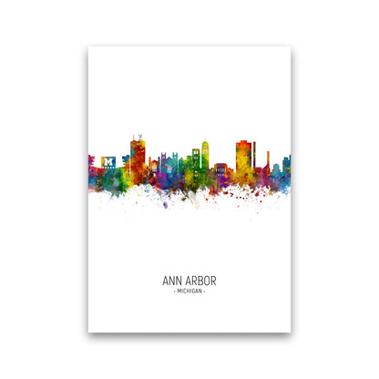Ann Arbor Michigan Skyline Portrait Art Print by Michael Tompsett Print Only