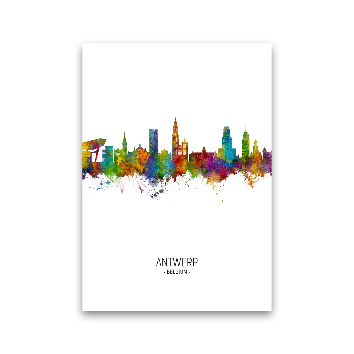 Antwerp Belgium Skyline Portrait Art Print by Michael Tompsett Print Only