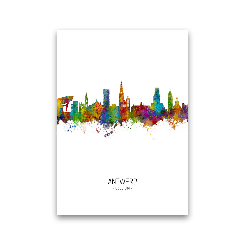 Antwerp Belgium Skyline Portrait Art Print by Michael Tompsett Print Only