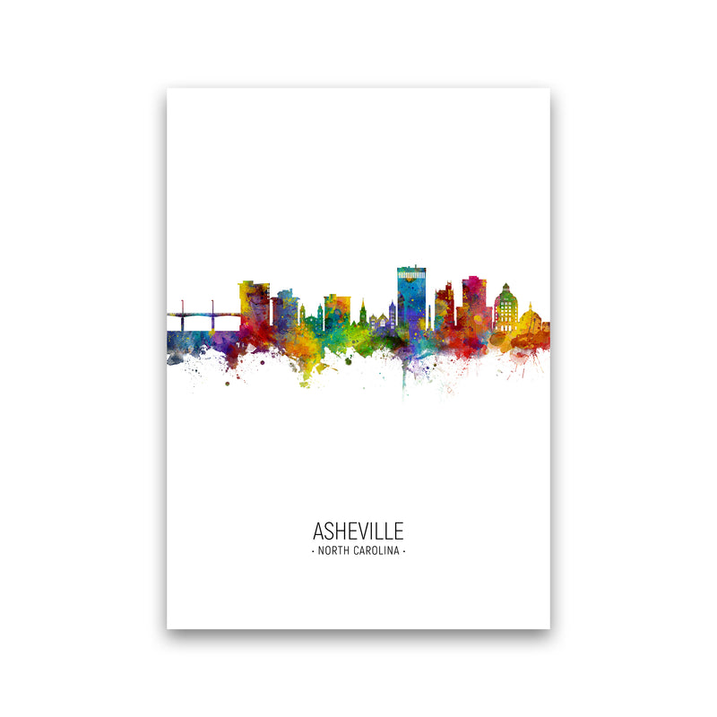 Asheville North Carolina Skyline Portrait Art Print by Michael Tompsett Print Only