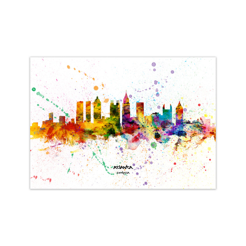 Atlanta Georgia Skyline Splash Art Print by Michael Tompsett Print Only
