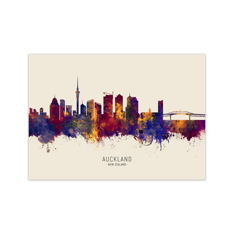 Auckland New Zealand Skyline Autumn City Name Art Print by Michael Tompsett Print Only