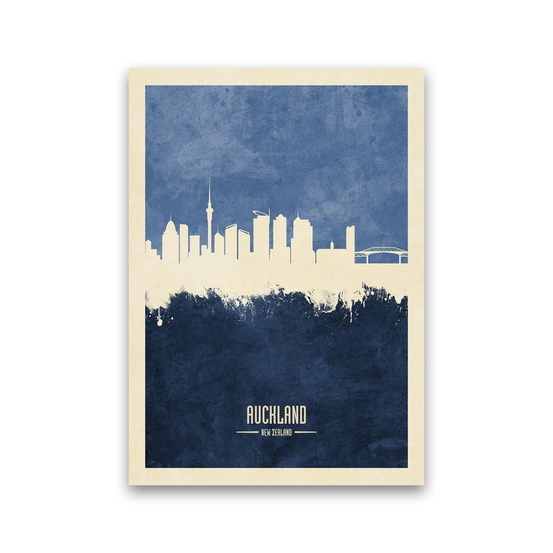 Auckland New Zealand Skyline Portrait Navy Art Print by Michael Tompsett Print Only