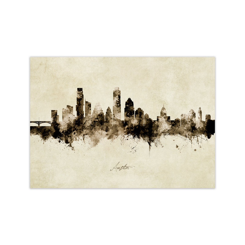 Austin Texas Skyline Vintage Art Print by Michael Tompsett Print Only