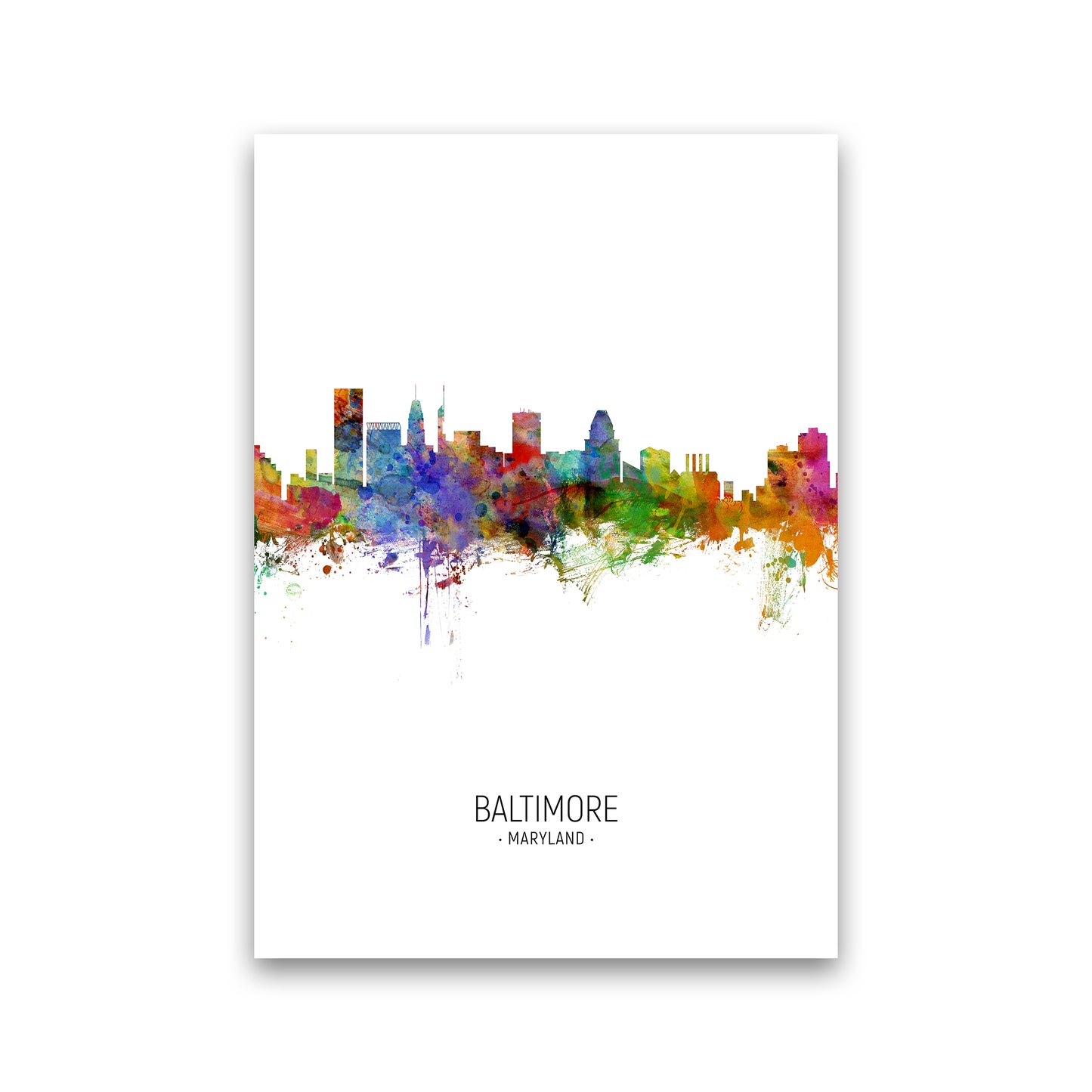 Baltimore Maryland Skyline Portrait Art Print by Michael Tompsett Print Only