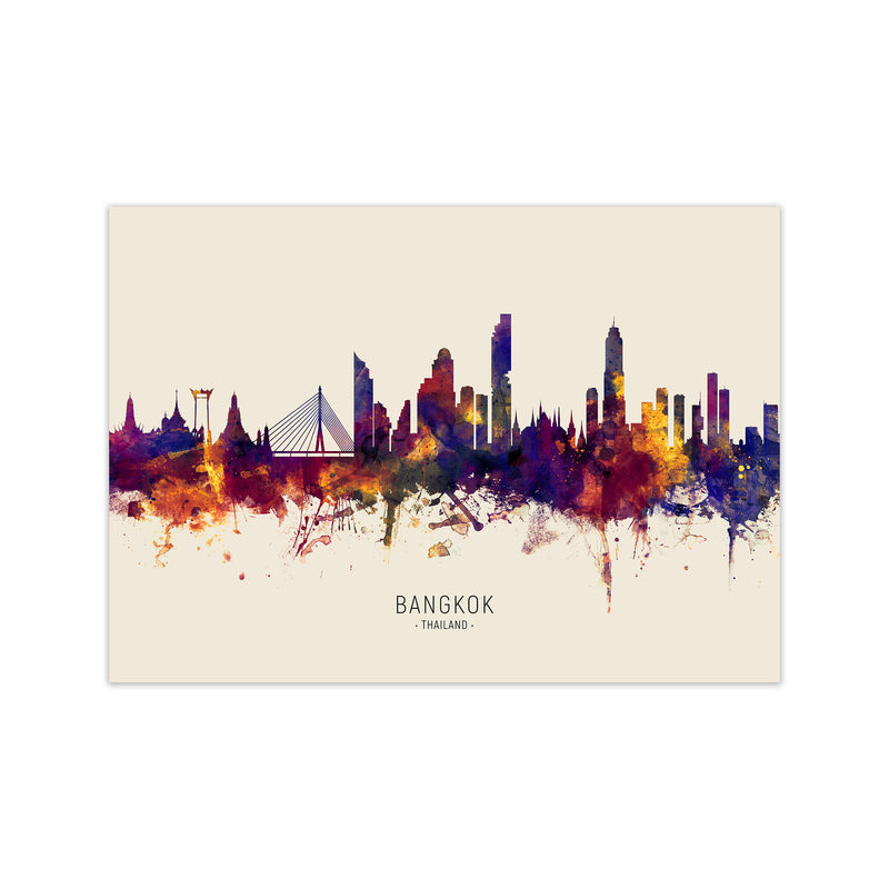Bangkok Thailand Skyline Autumn City Name Art Print by Michael Tompsett Print Only