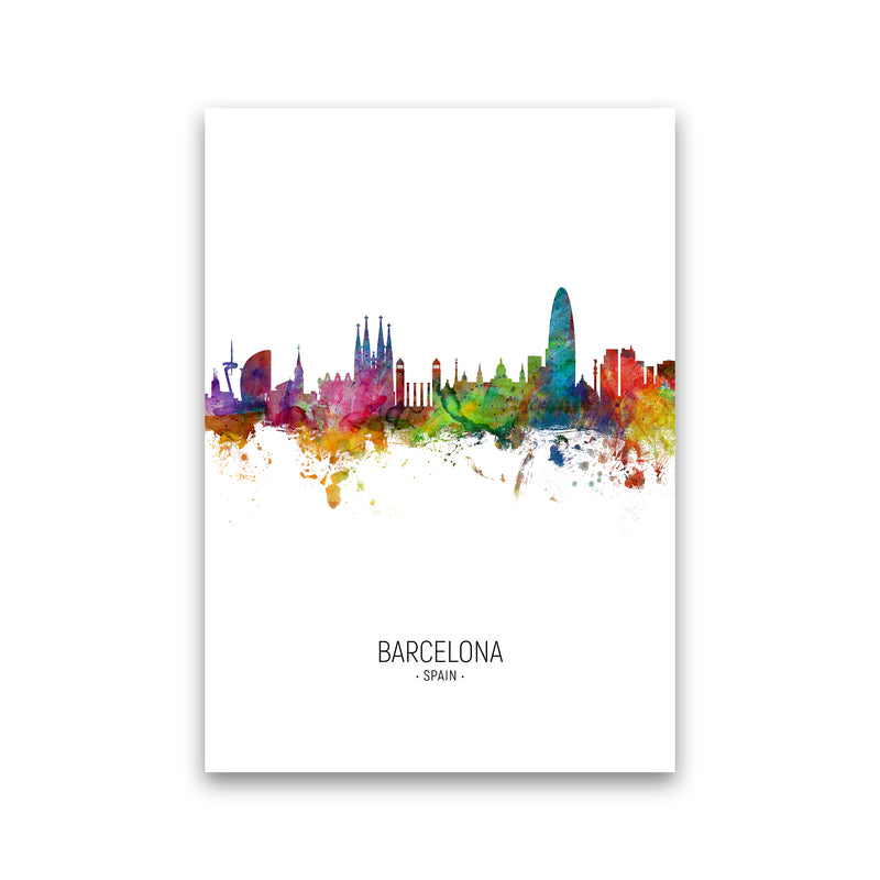 Barcelona Spain Skyline Portrait Art Print by Michael Tompsett Print Only