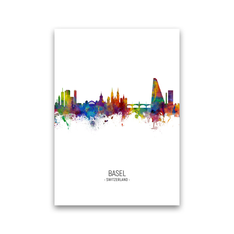 Basel Switzerland Skyline Portrait Art Print by Michael Tompsett Print Only