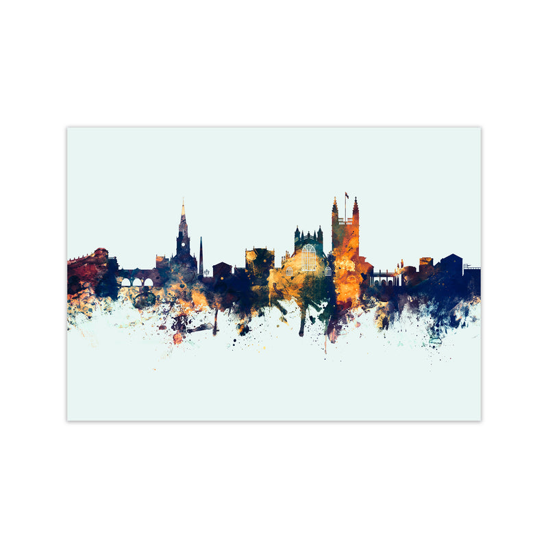 Bath England Skyline Blue Orange Art Print by Michael Tompsett Print Only