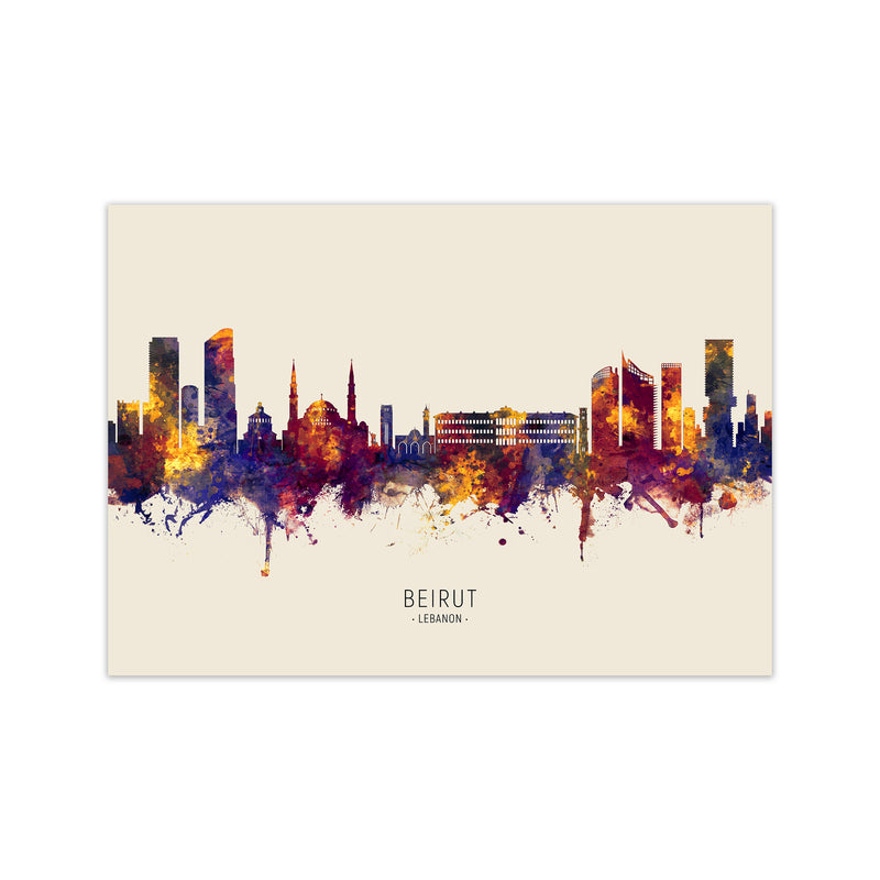Beirut Lebanon Skyline Autumn City Name Art Print by Michael Tompsett Print Only