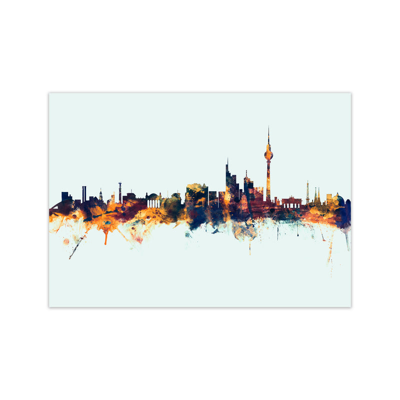 Berlin Germany Skyline Blue Orange Art Print by Michael Tompsett Print Only