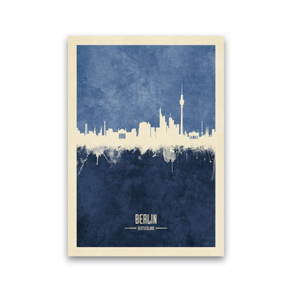 Berlin Germany Skyline Portrait Navy Art Print by Michael Tompsett Print Only