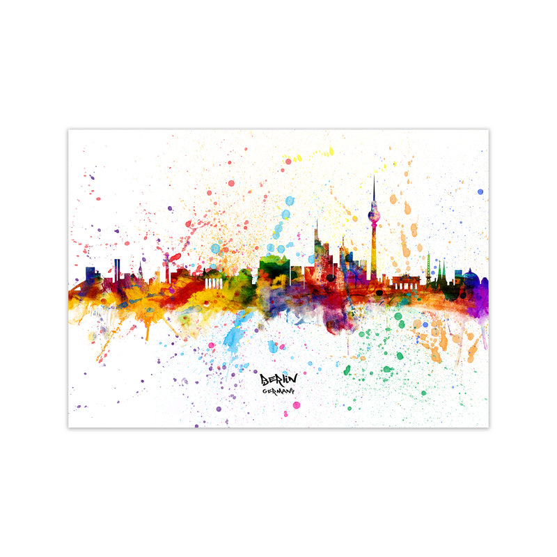 Berlin Germany Skyline Splash Art Print by Michael Tompsett Print Only