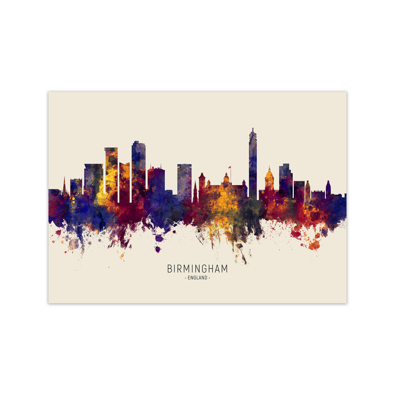 Birmingham England Skyline Autumn City Name Art Print by Michael Tompsett Print Only