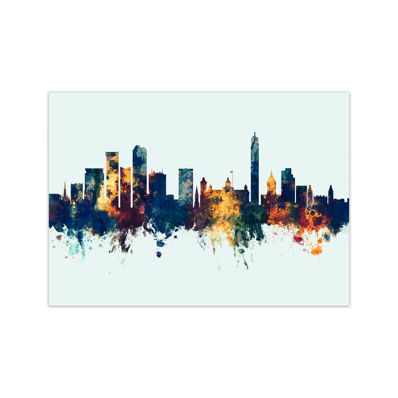 Birmingham England Skyline Blue Orange Art Print by Michael Tompsett Print Only