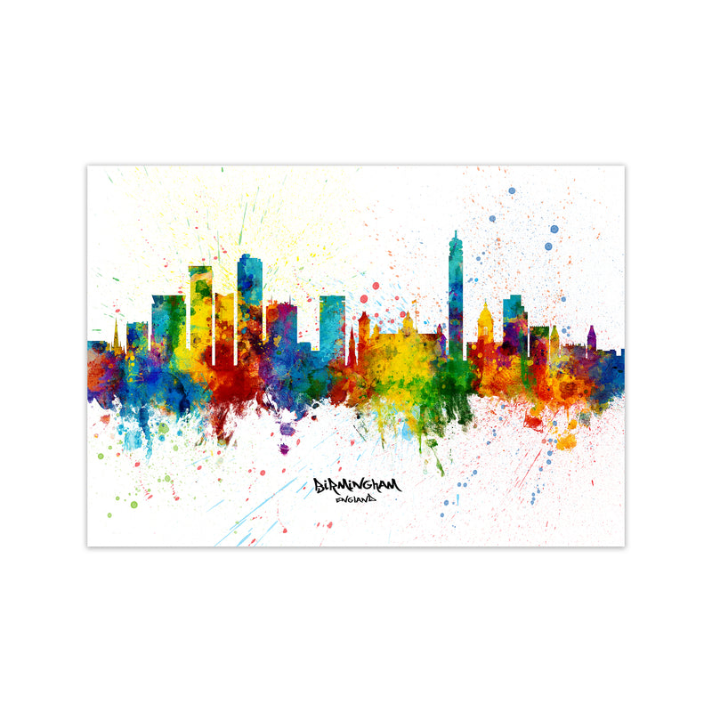 Birmingham England Skyline Splash Art Print by Michael Tompsett Print Only