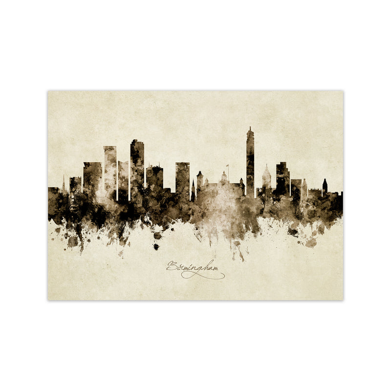 Birmingham England Skyline Vintage Art Print by Michael Tompsett Print Only
