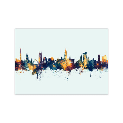 Bolton England Skyline Blue Orange Art Print by Michael Tompsett Print Only