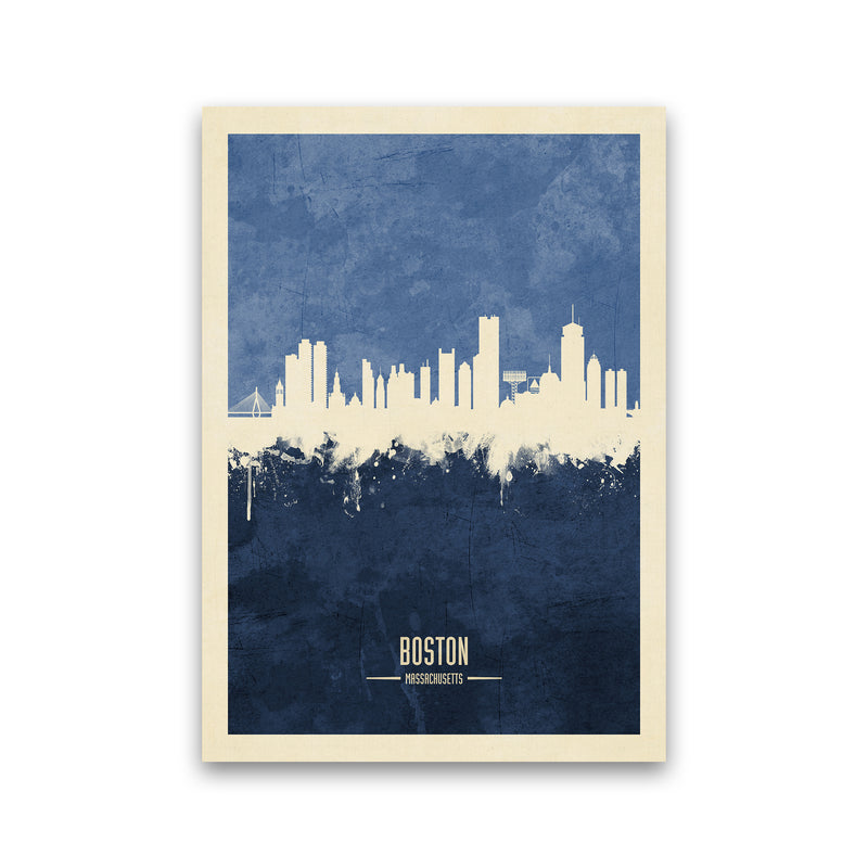 Boston Massachusetts Skyline Portrait Navy Art Print by Michael Tompsett Print Only