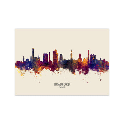 Bradford England Skyline Autumn City Name Art Print by Michael Tompsett Print Only